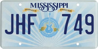 MS license plate JHF749