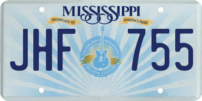 MS license plate JHF755