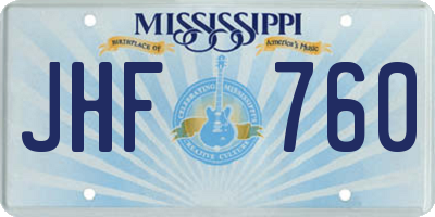 MS license plate JHF760