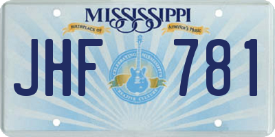 MS license plate JHF781