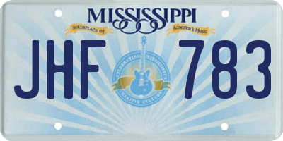 MS license plate JHF783