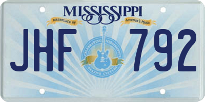 MS license plate JHF792