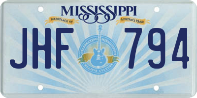 MS license plate JHF794