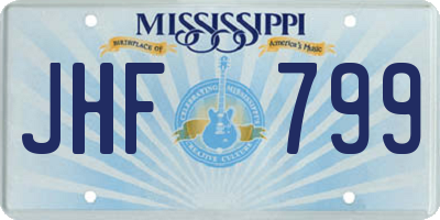MS license plate JHF799