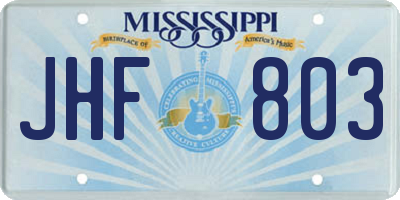 MS license plate JHF803