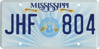 MS license plate JHF804