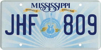 MS license plate JHF809