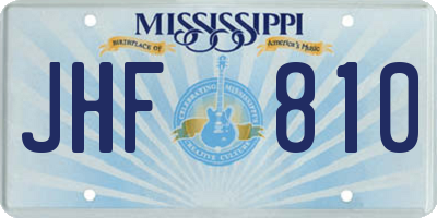 MS license plate JHF810
