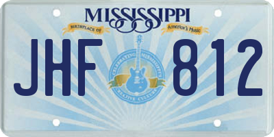 MS license plate JHF812