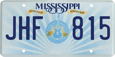MS license plate JHF815