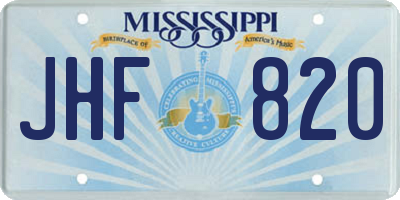MS license plate JHF820