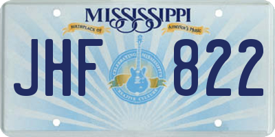 MS license plate JHF822