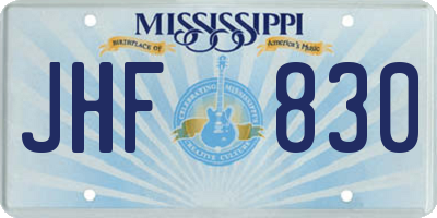 MS license plate JHF830