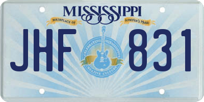 MS license plate JHF831