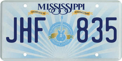 MS license plate JHF835