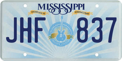 MS license plate JHF837