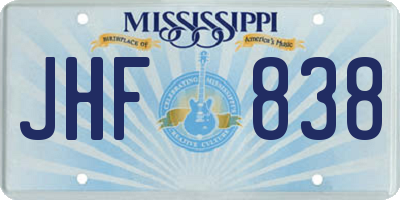 MS license plate JHF838