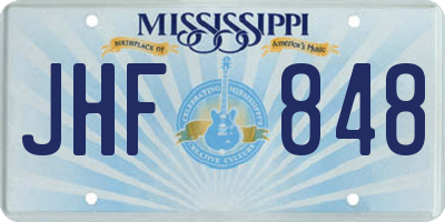 MS license plate JHF848