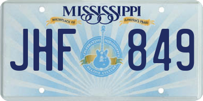 MS license plate JHF849