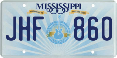 MS license plate JHF860