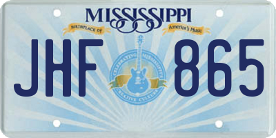 MS license plate JHF865