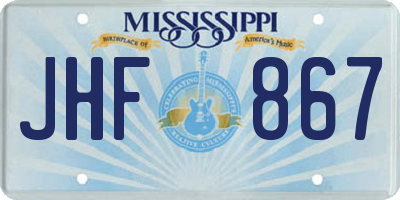 MS license plate JHF867