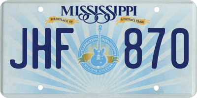 MS license plate JHF870