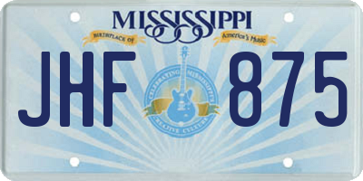 MS license plate JHF875