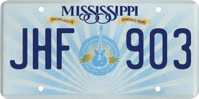 MS license plate JHF903