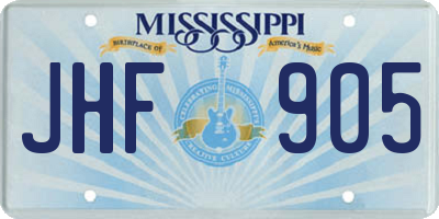 MS license plate JHF905