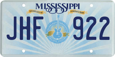 MS license plate JHF922