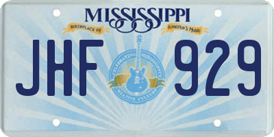 MS license plate JHF929