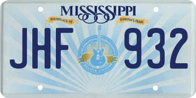 MS license plate JHF932