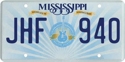 MS license plate JHF940