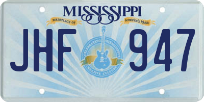 MS license plate JHF947