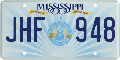 MS license plate JHF948