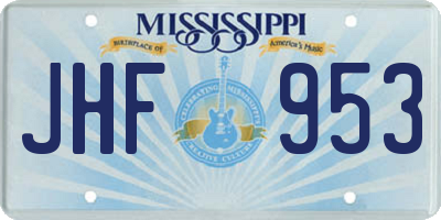 MS license plate JHF953