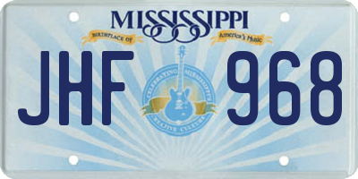 MS license plate JHF968