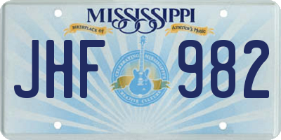 MS license plate JHF982