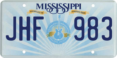 MS license plate JHF983
