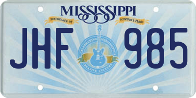 MS license plate JHF985