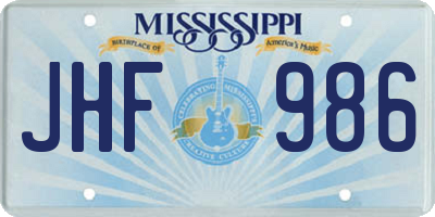 MS license plate JHF986
