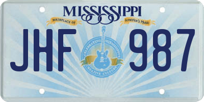 MS license plate JHF987