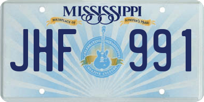 MS license plate JHF991