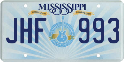 MS license plate JHF993