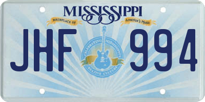MS license plate JHF994