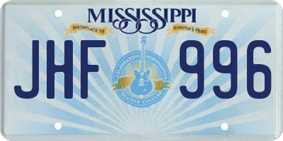 MS license plate JHF996