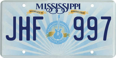 MS license plate JHF997