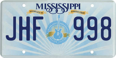 MS license plate JHF998