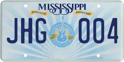 MS license plate JHG004